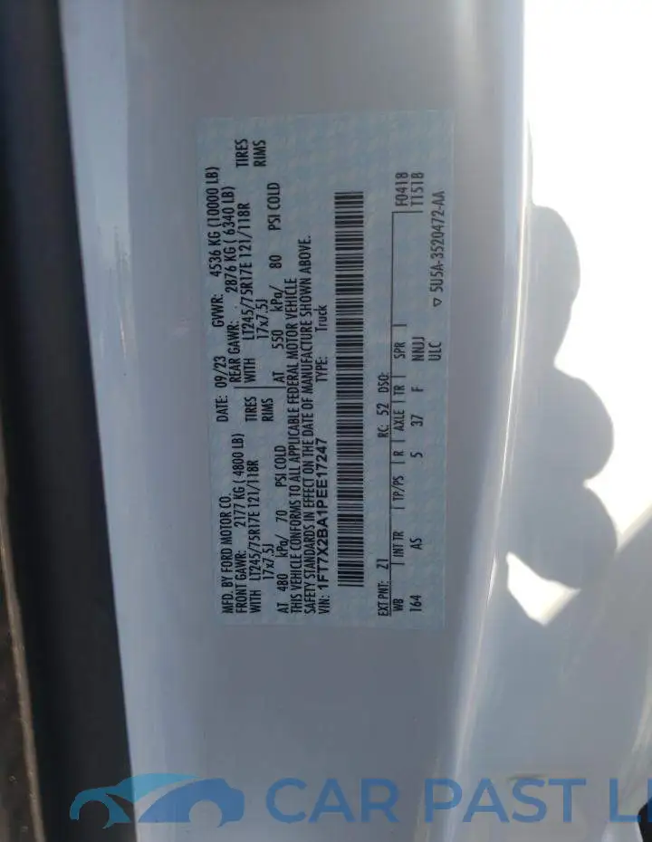 1FT7X2BA1PEE17247# 12
