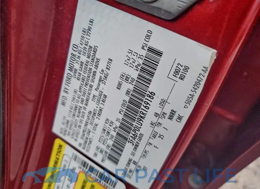 3FA6P0LU9KR169186# 12