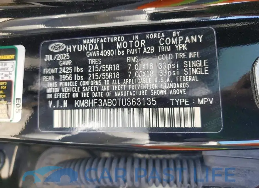KM8HF3AB0TU363135# 12