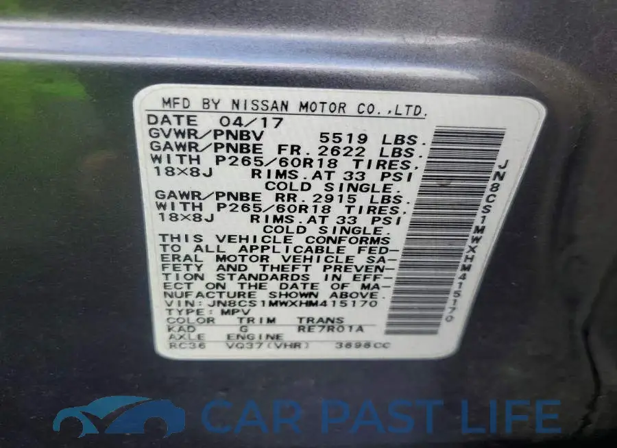 JN8CS1MWXHM415170# 13