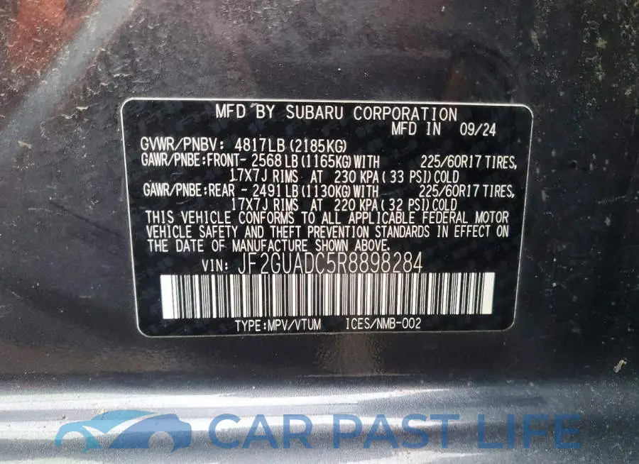 JF2GUADC5R8898284# 12
