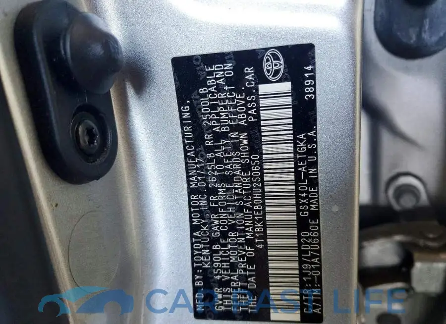 4T1BK1EB0HU250650# 12