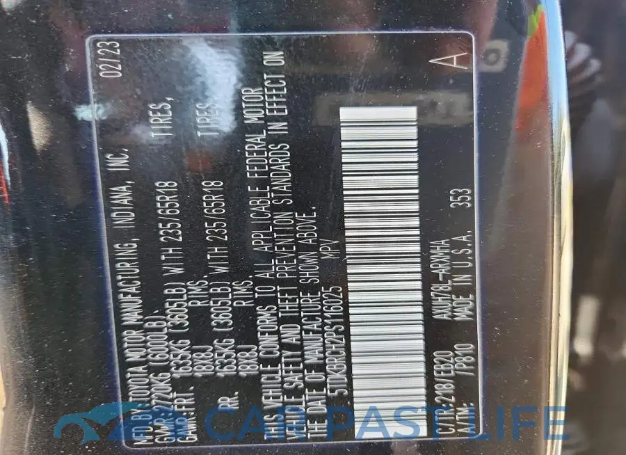 5TDKBRCH2PS116025# 13