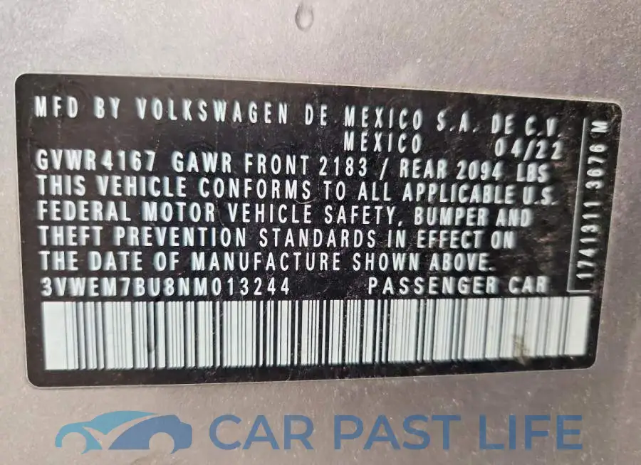 3VWEM7BU8NM013244# 12
