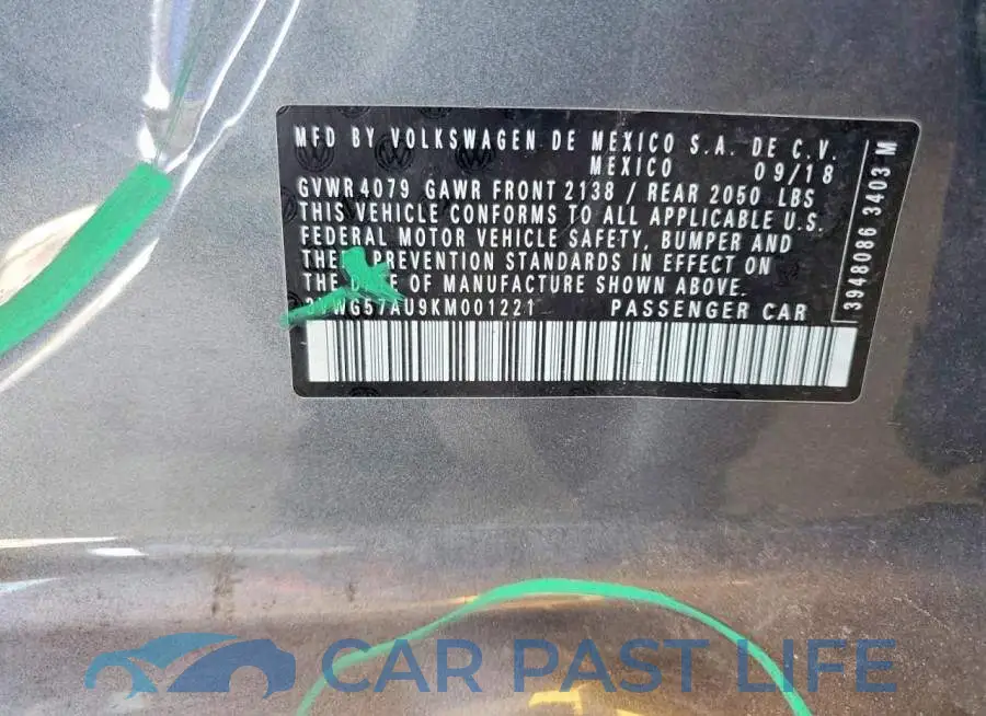 3VWG57AU9KM001221# 13