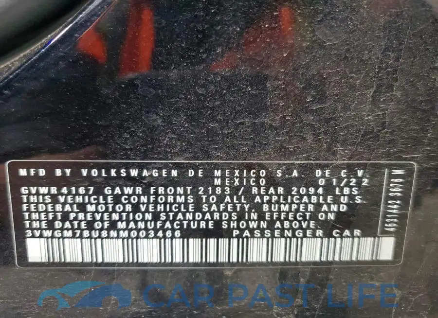 3VWGM7BU8NM003466# 12