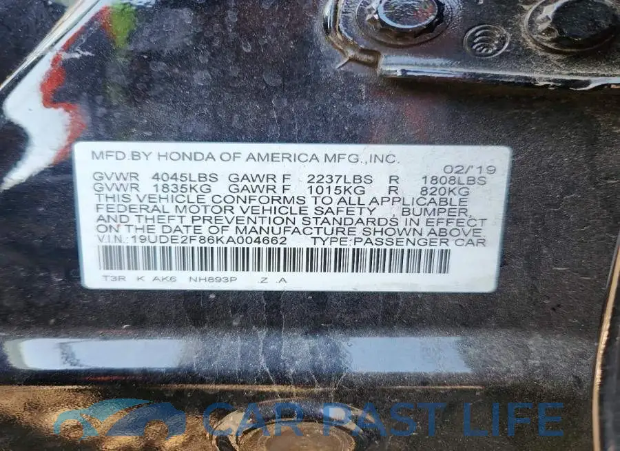 19UDE2F86KA004662# 12