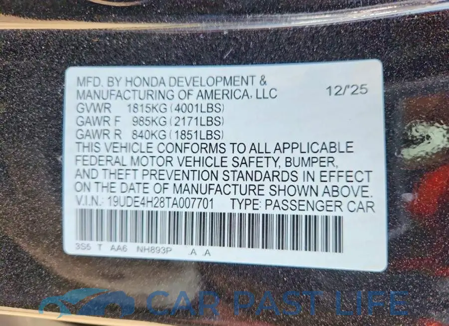 19UDE4H28TA007701# 12