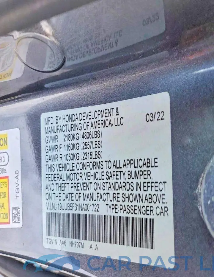 19UUB5F31NA001722# 12