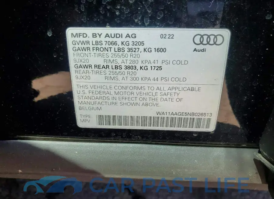 WA11AAGE5NB026513# 13