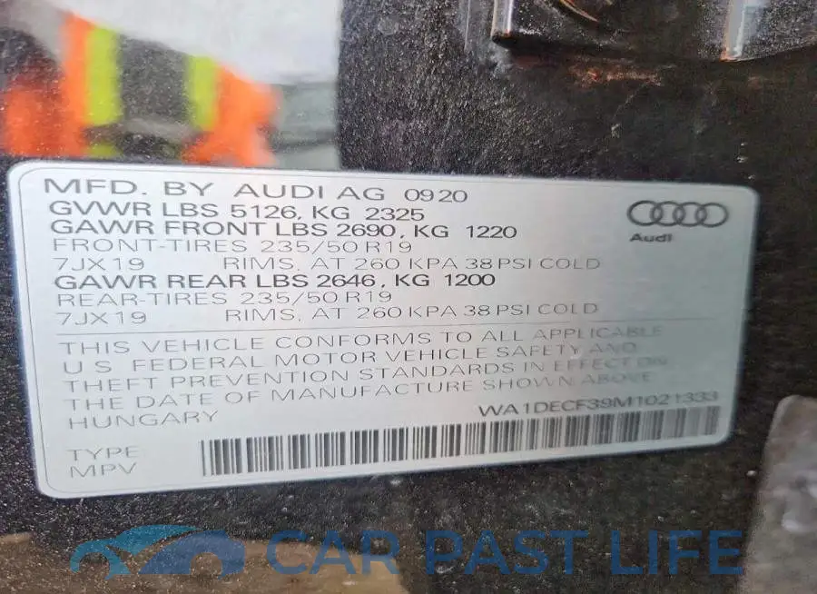WA1DECF39M1021333# 12