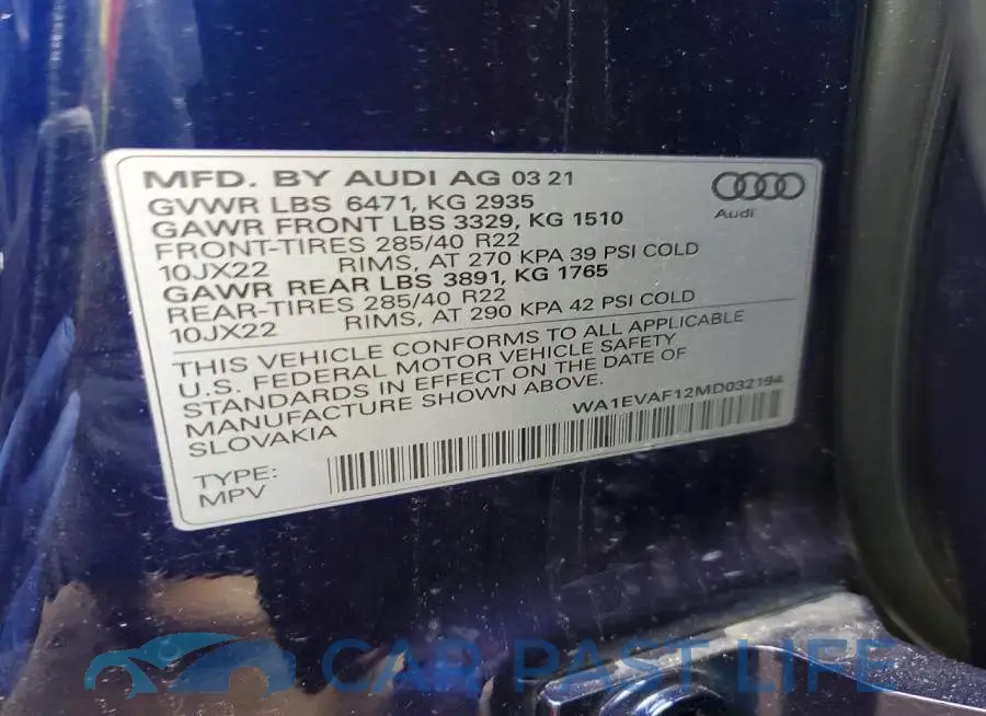 WA1EVAF12MD032194# 13