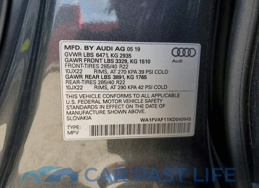 WA1FVAF11KD040949# 13