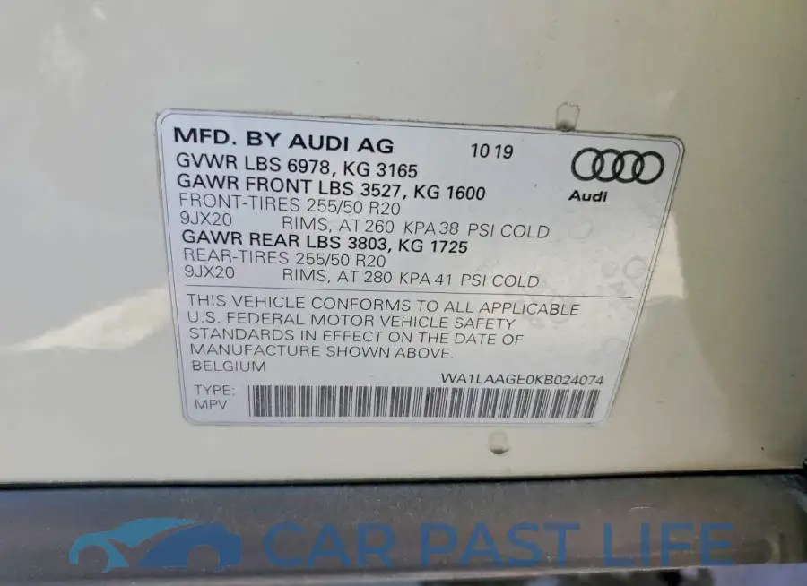 WA1LAAGE0KB024074# 14