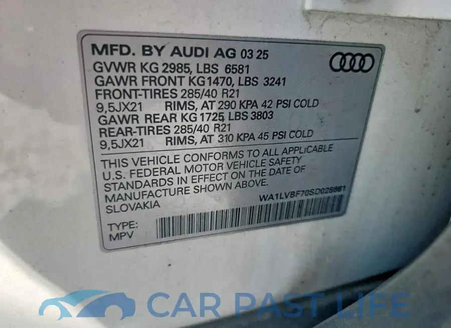 WA1LVBF70SD028661# 13