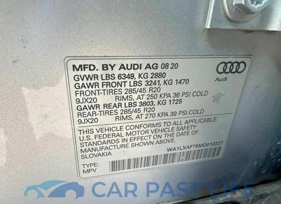 WA1LXAF75MD010227# 10
