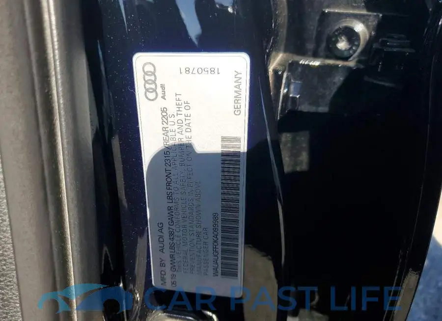 WAUAUGFF0KA099989# 12