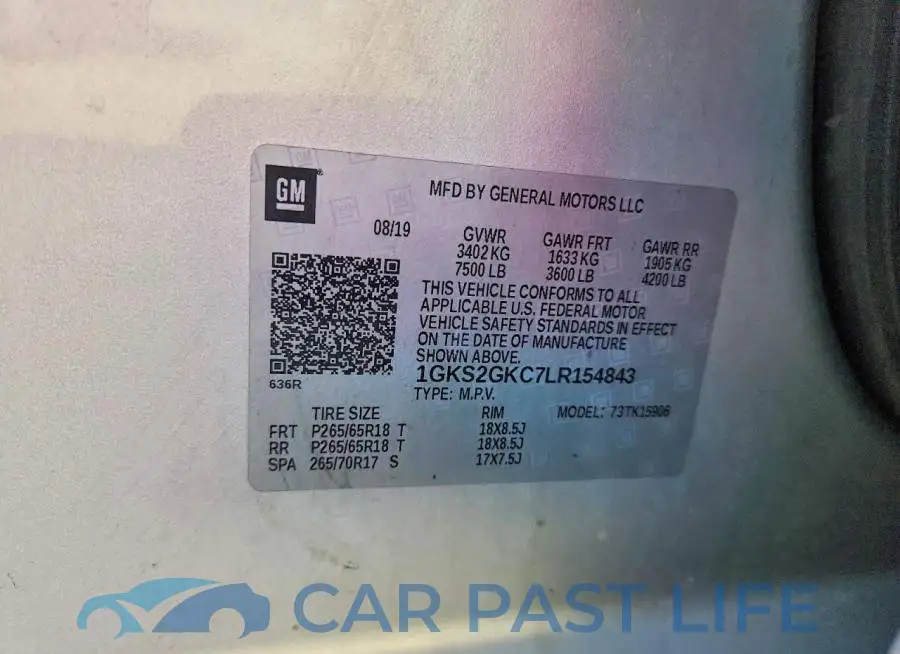 1GKS2GKC7LR154843# 13