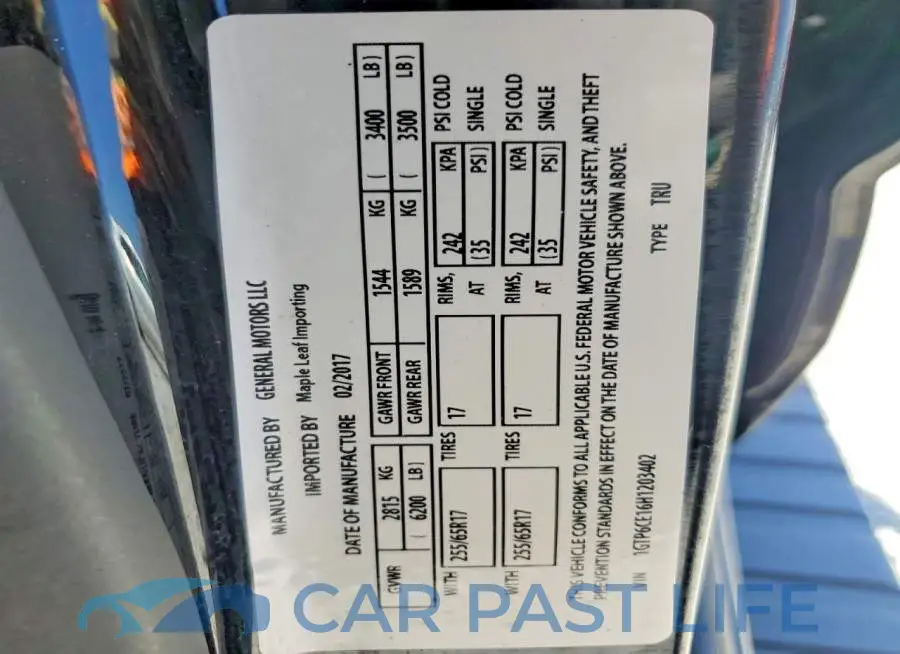 1GTP6CE16H1203402# 12