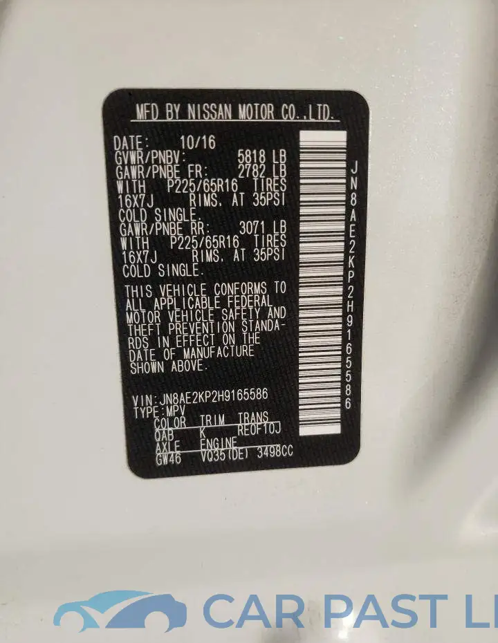 JN8AE2KP2H9165586# 10