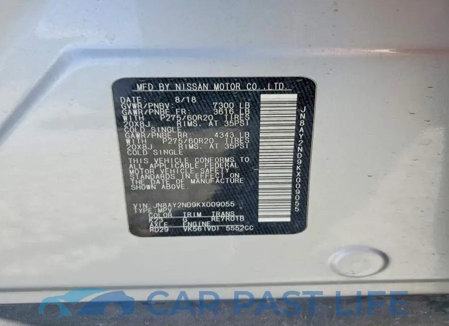 JN8AY2ND9KX009055# 14