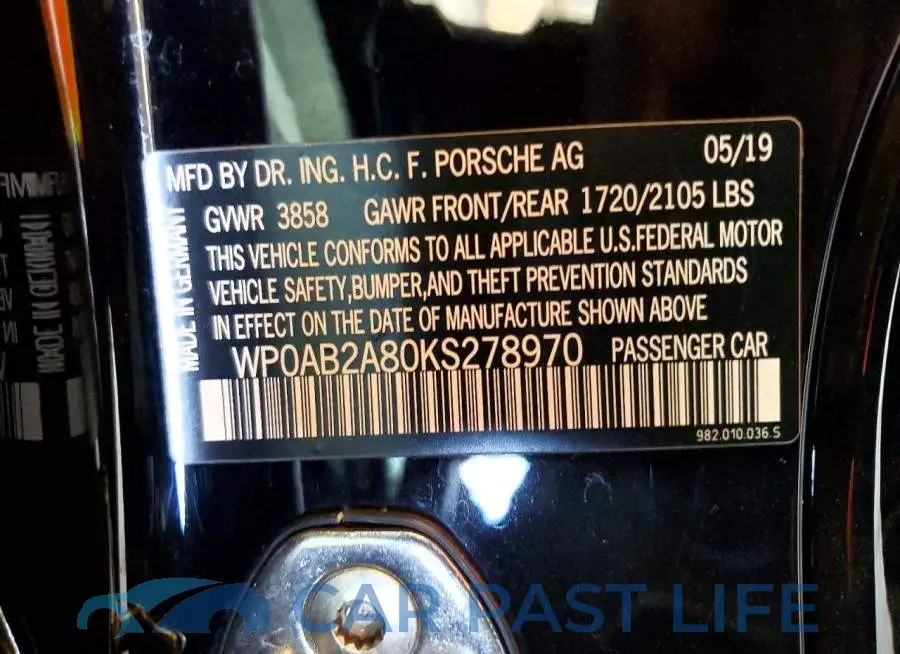 WP0AB2A80KS278970# 13