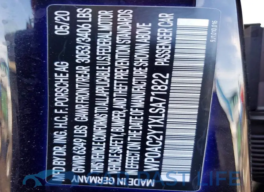 WP0AC2Y1XLSA71822# 12