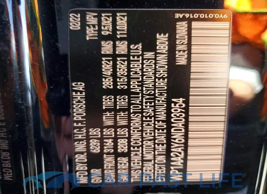 WP1AA2AY6NDA03954# 13