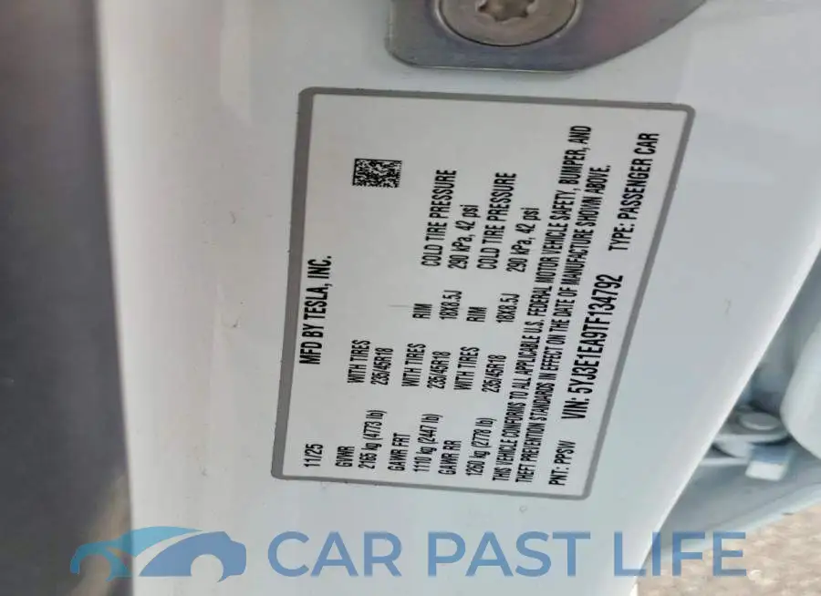 5YJ3E1EA9TF134792# 12