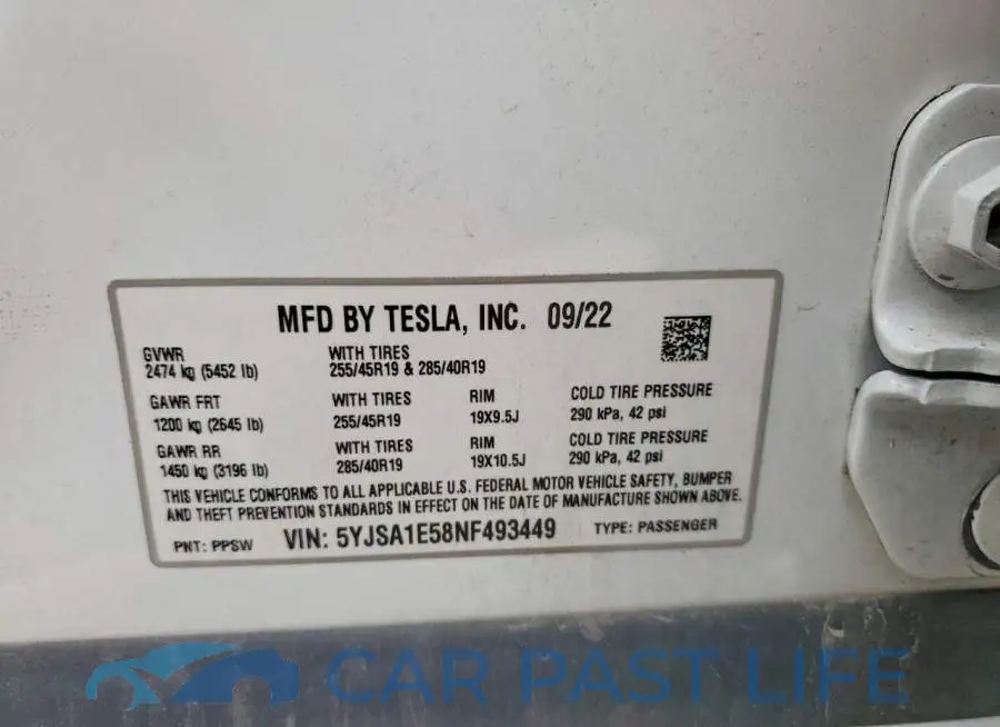 5YJSA1E58NF493449# 12