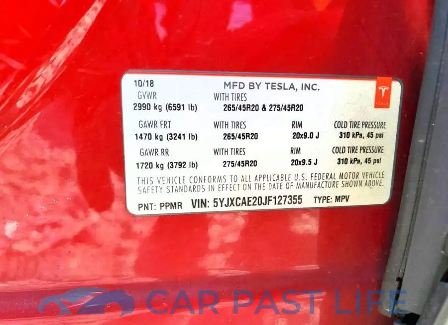 5YJXCAE20JF127355# 13