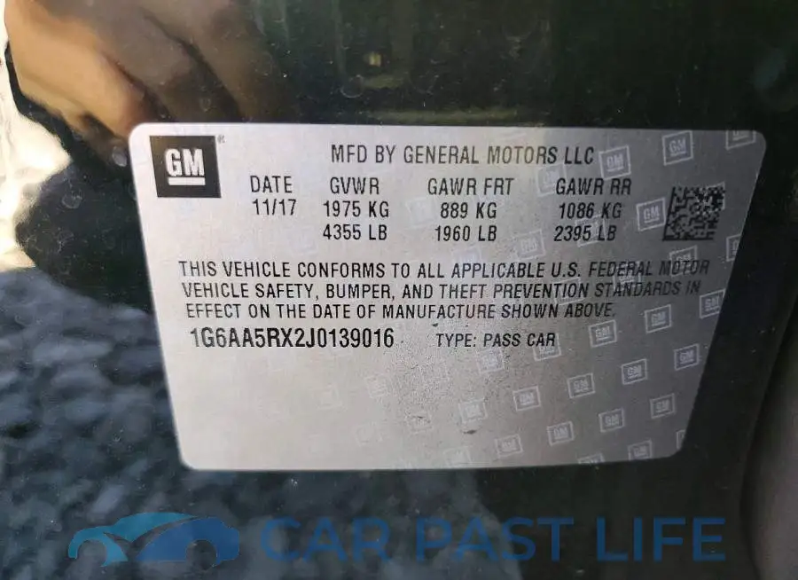 1G6AA5RX2J0139016# 12