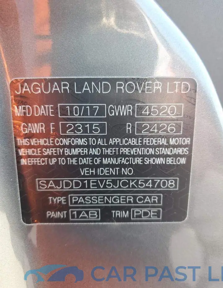 SAJDD1EV5JCK54708# 12