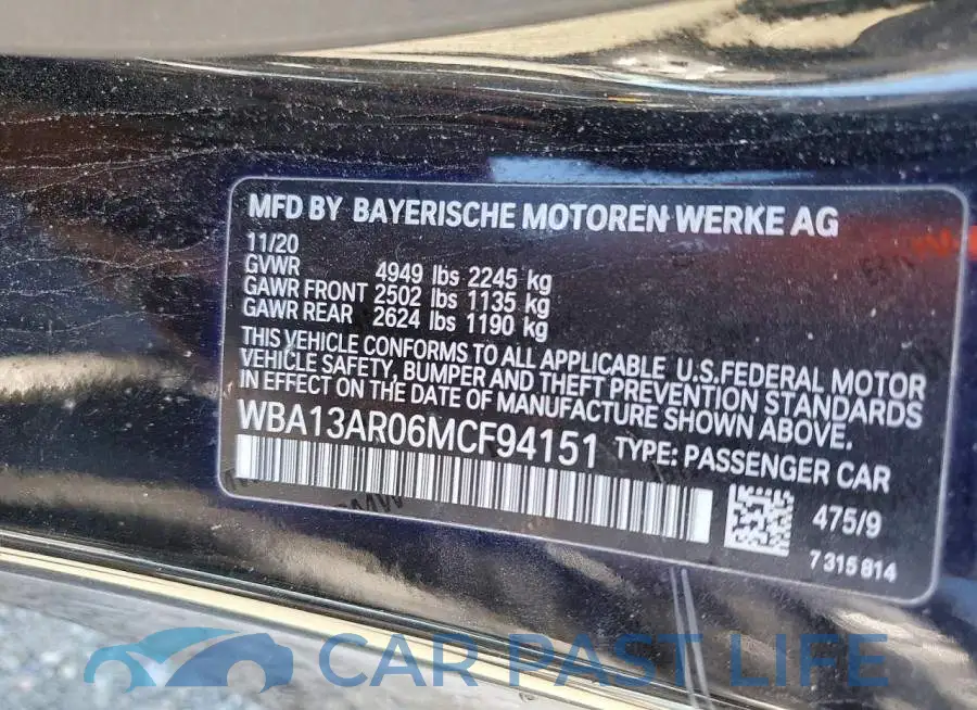 WBA13AR06MCF94151# 13
