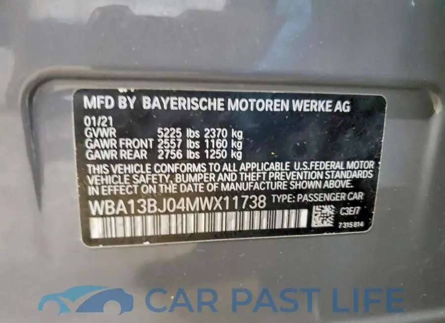 WBA13BJ04MWX11738# 12
