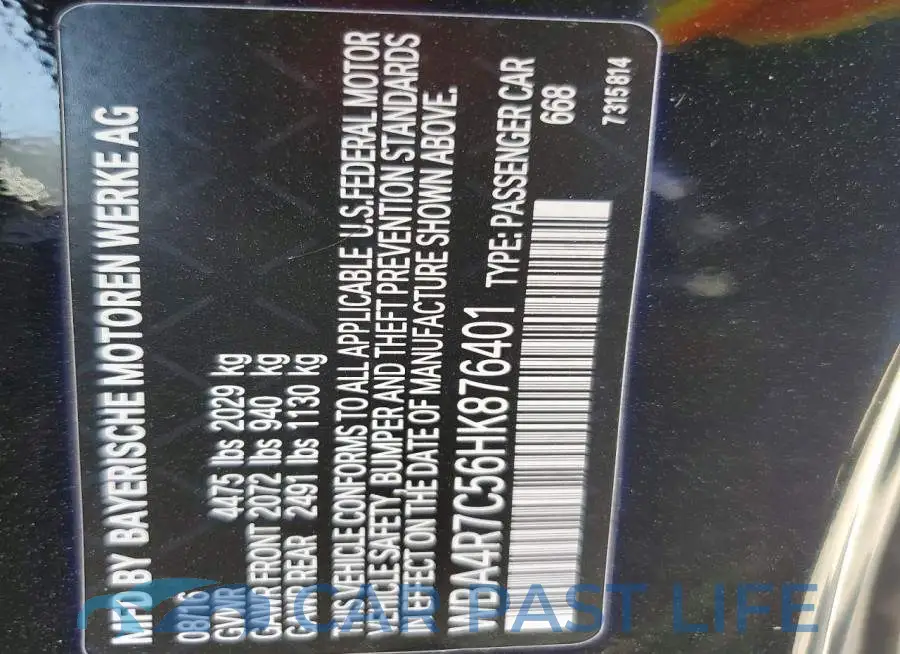 WBA4R7C56HK876401# 12