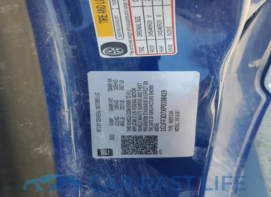 1G1FF3D7XP0108419# 12