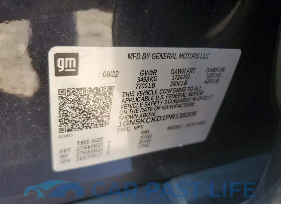 1GNSKCKD1PR138308# 13
