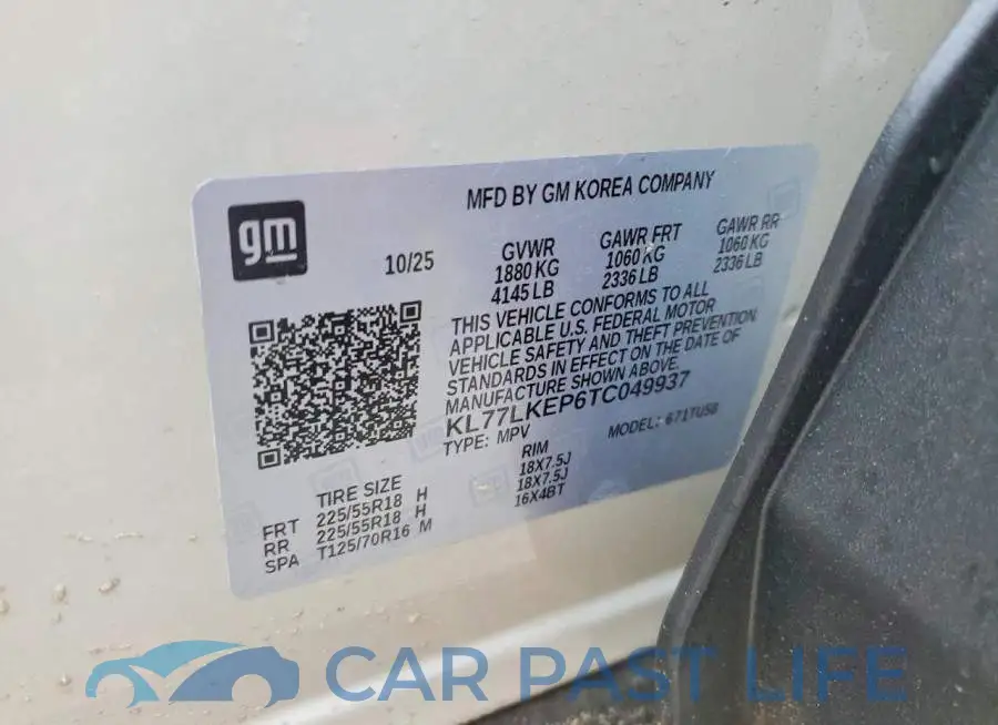 KL77LKEP6TC049937# 13