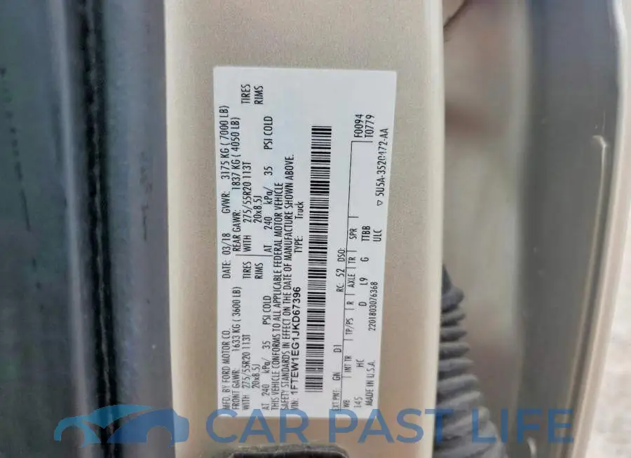 1FTEW1EG1JKD67396# 12