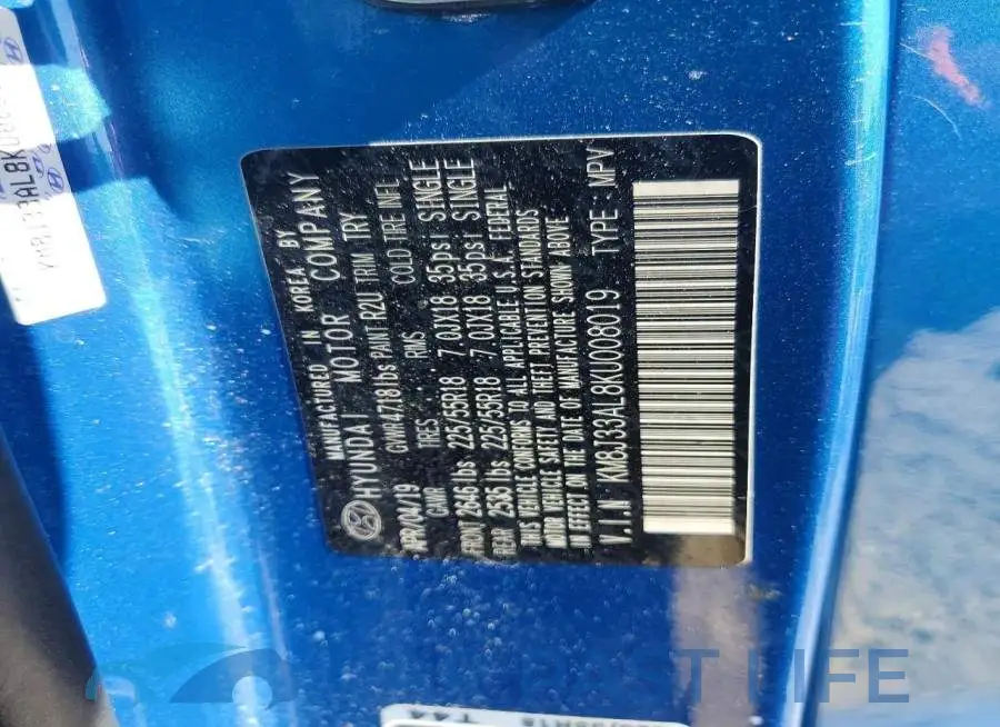 KM8J33AL8KU008019# 13