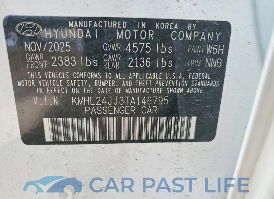 KMHL24JJ3TA146795# 12