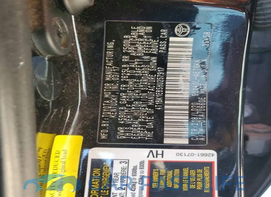 4T1BK1EB5HU257917# 12