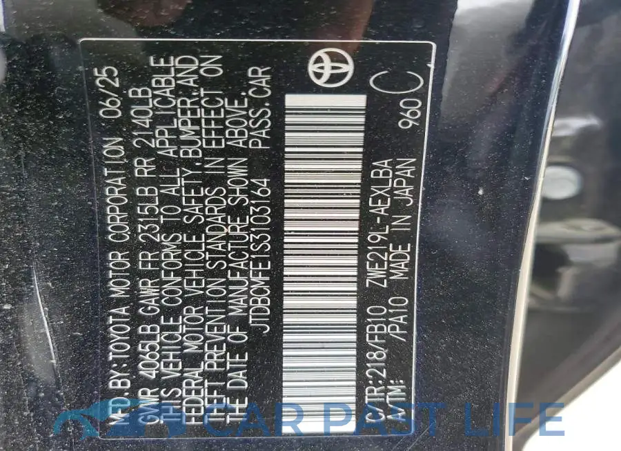 JTDBCMFE1S3103164# 12