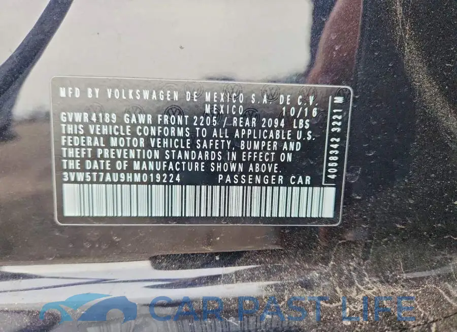3VW5T7AU9HM019224# 12