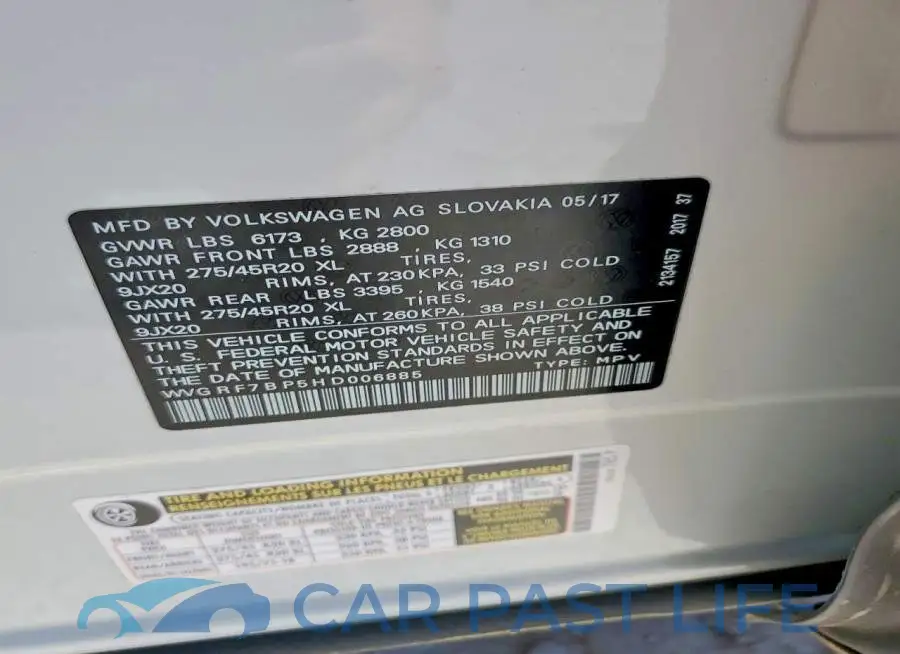 WVGRF7BP5HD006885# 13
