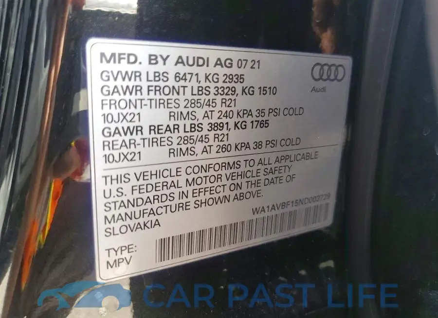 WA1AVBF15ND003729# 13