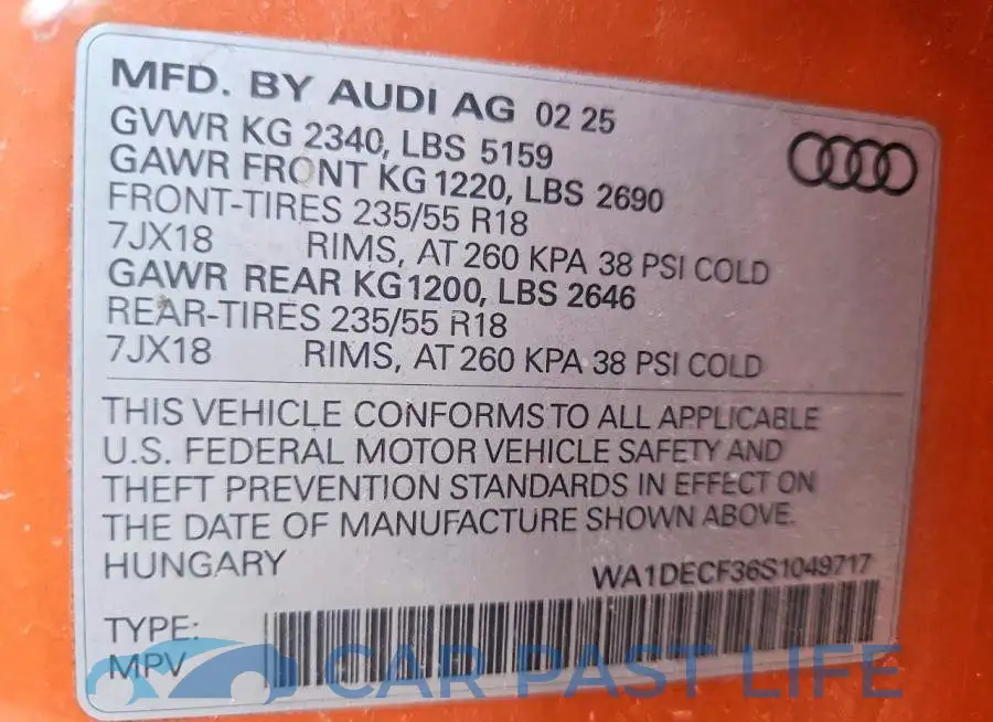 WA1DECF36S1049717# 13