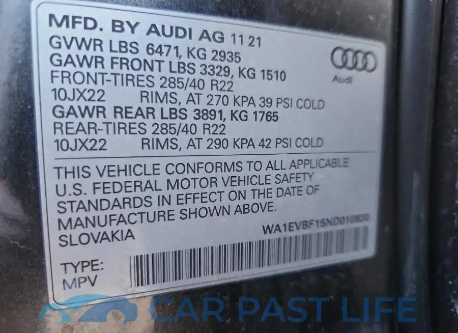 WA1EVBF15ND010830# 13