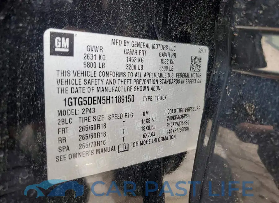 1GTG5DEN5H1189150# 12